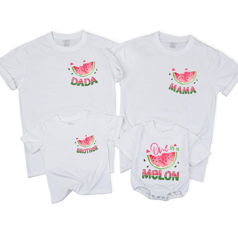 Personalized One in a Melon Birthday Shirts, Watercolor Watermelon Slice Design Family Matching Outfit for Baby, Toddler, Kids, Adults