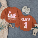 Custom Silly Goose Pink Bubble Romper for Baby Girl's 1st Birthday, Soft Cotton Toddler Outfit with Name & Number, Cake Smash Bodysuit