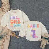 Personalized One in the Sun Bubble Romper First Birthday Girl Outfit Custom Name Summer Party Baby Gift with Flamingo Popsicle Graphics
