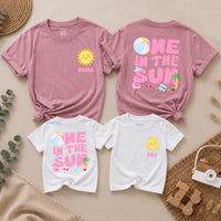 Personalized One in the Sun First Birthday Shirt for Girls, Custom Name Summer Party Outfit with Family Matching Tees, Bright Fun Design