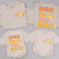 Personalized 'One in the Sun' Matching Family Shirts & Baby Romper, Boho Sun Design for 1st Birthday, Mom, Dad & Toddler Soft Cotton Tee