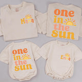 Personalized 'One in the Sun' Matching Family Shirts & Baby Romper, Boho Sun Design for 1st Birthday, Mom, Dad & Toddler Soft Cotton Tee