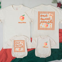 Personalized One Sweet Peach Family Birthday Shirts for Baby and Mama, Peach Themed Matching Outfit with Custom Names, Soft Cotton Design