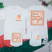 Personalized One Sweet Peach Family Birthday Shirts for Baby and Mama, Peach Themed Matching Outfit with Custom Names, Soft Cotton Design