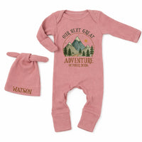 Personalized Our Next Great Adventure Baby Bodysuit with Mountain Design, Pregnancy Announcement Outfit, October 2026 Baby Shower Gift