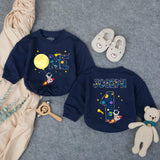 Personalized Outer Space First Birthday Outfit Baby Boy Romper with Astronaut Rocket Moon Design Custom Name for Party or Photoshoot