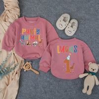 Personalized Party Animal First Birthday Romper for Baby Boy with Safari Animals, Soft Cotton Toddler Outfit Featuring Name and Age Design