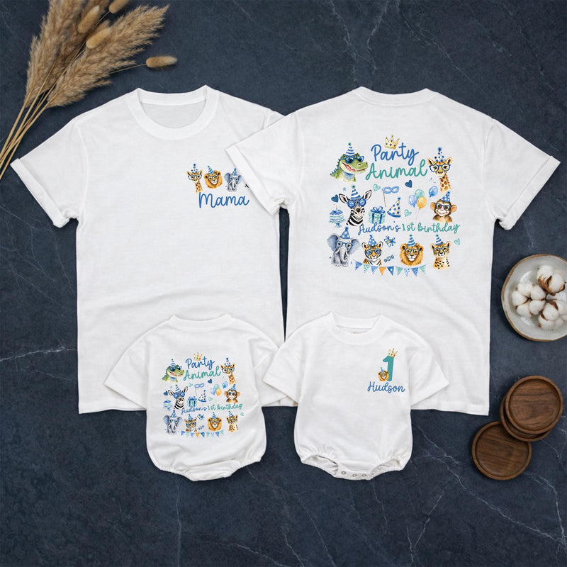Personalized Party Animal Safari Family Shirts, Jungle Birthday Outfit for Baby, Toddler, and Parents, Wild One Celebration Gift