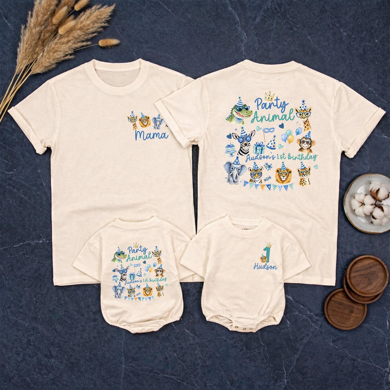 Personalized Party Animal Safari Family Shirts, Jungle Birthday Outfit for Baby, Toddler, and Parents, Wild One Celebration Gift