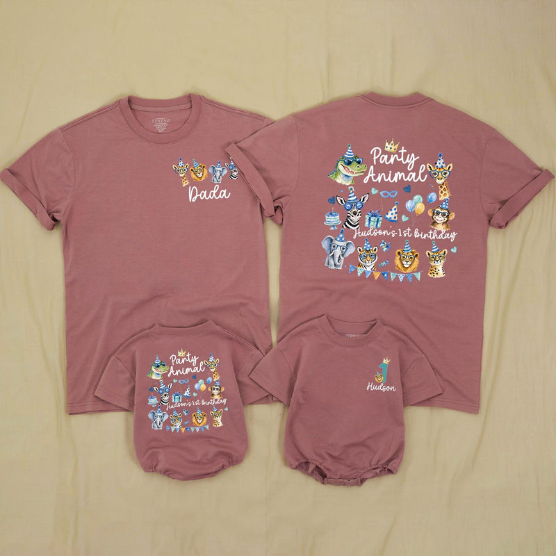 Personalized Party Animal Safari Family Shirts, Jungle Birthday Outfit for Baby, Toddler, and Parents, Wild One Celebration Gift