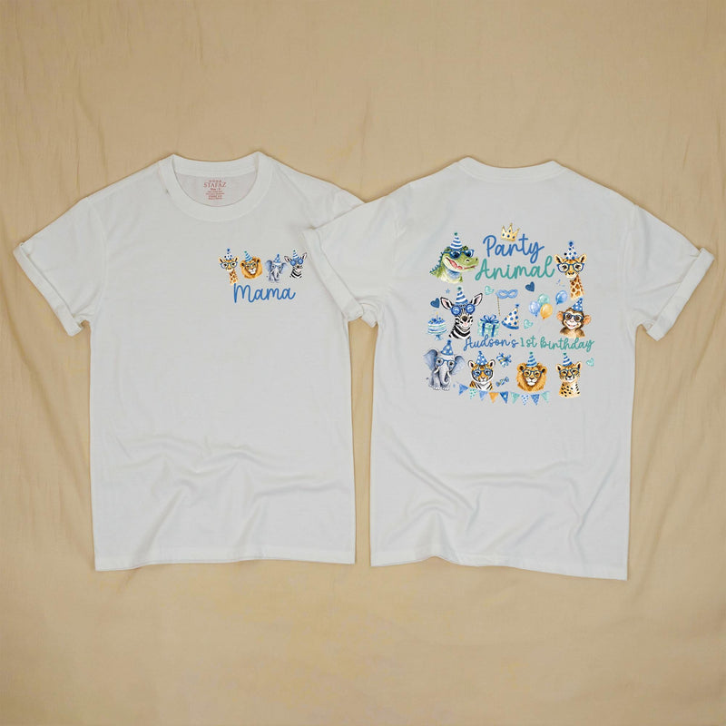 Personalized Party Animal Safari Family Shirts, Jungle Birthday Outfit for Baby, Toddler, and Parents, Wild One Celebration Gift