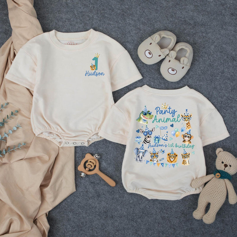 Personalized Party Animal Safari Family Shirts, Jungle Birthday Outfit for Baby, Toddler, and Parents, Wild One Celebration Gift