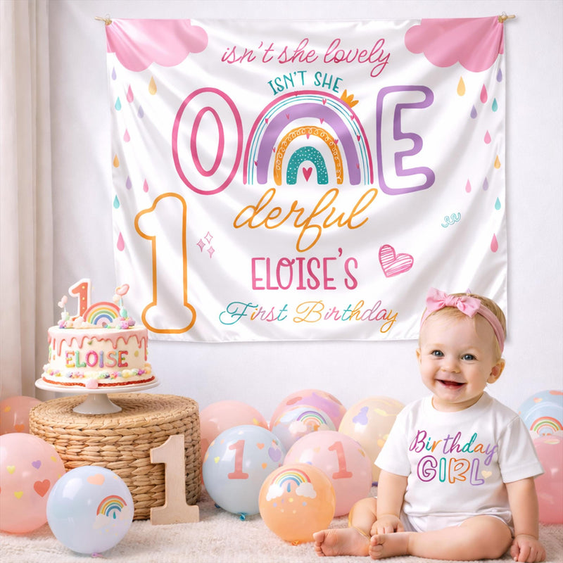 Personalized Pastel Birthday Girl Bubble Romper First Birthday Outfit with Heart Design Soft Cotton Toddler Party Clothes Onederful Banner