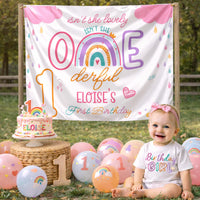 Personalized Pastel Birthday Girl Bubble Romper First Birthday Outfit with Heart Design Soft Cotton Toddler Party Clothes Onederful Banner