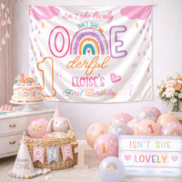 Personalized Pastel Birthday Girl Bubble Romper First Birthday Outfit with Heart Design Soft Cotton Toddler Party Clothes Onederful Banner