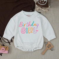 Personalized Pastel Birthday Girl Bubble Romper First Birthday Outfit with Heart Design Soft Cotton Toddler Party Clothes Onederful Banner