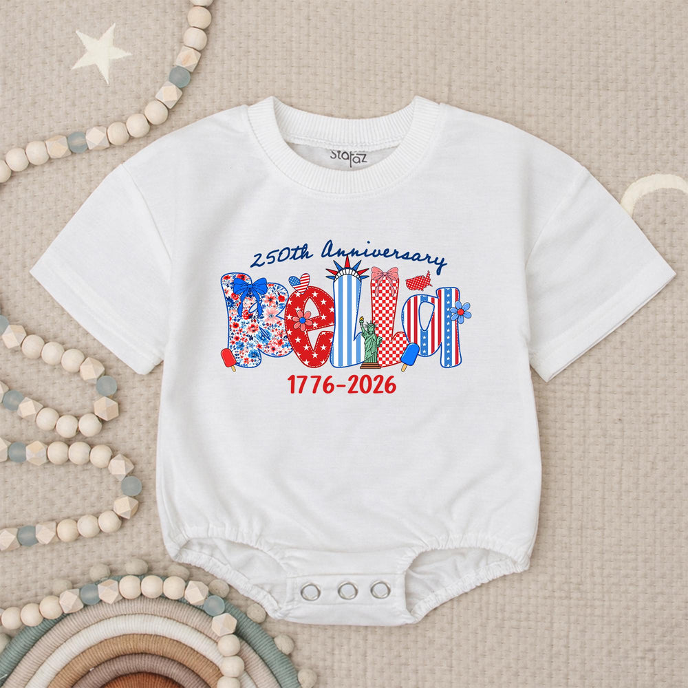 Personalized Patriotic Kids Shirt with BELIEVE Design 250th Anniversary Fourth of July Toddler Tee USA Baby Romper America 1776 2026