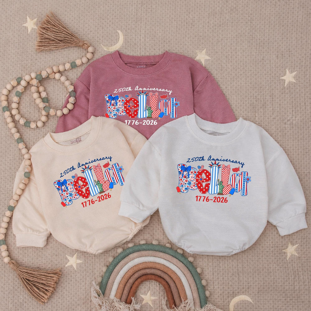 Personalized Patriotic Kids Shirt with BELIEVE Design 250th Anniversary Fourth of July Toddler Tee USA Baby Romper America 1776 2026