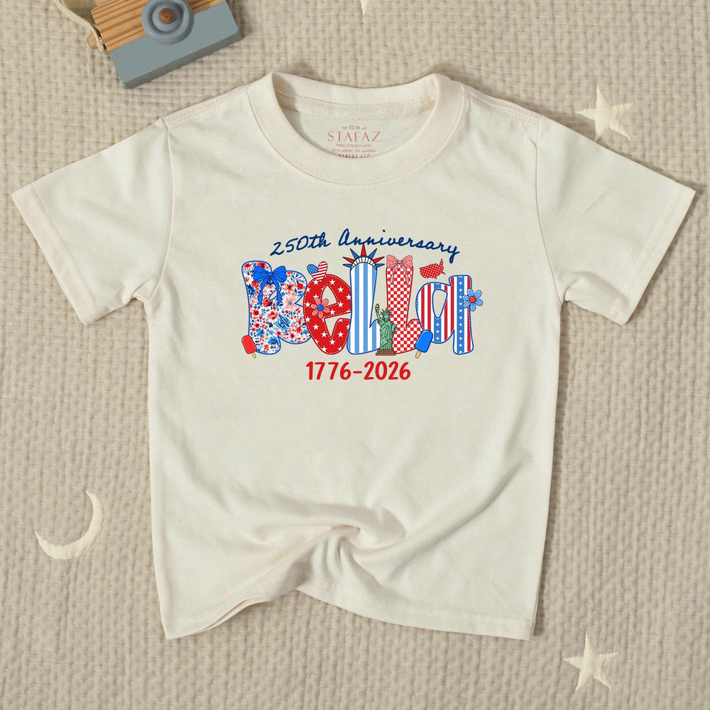 Personalized Patriotic Kids Shirt with BELIEVE Design 250th Anniversary Fourth of July Toddler Tee USA Baby Romper America 1776 2026