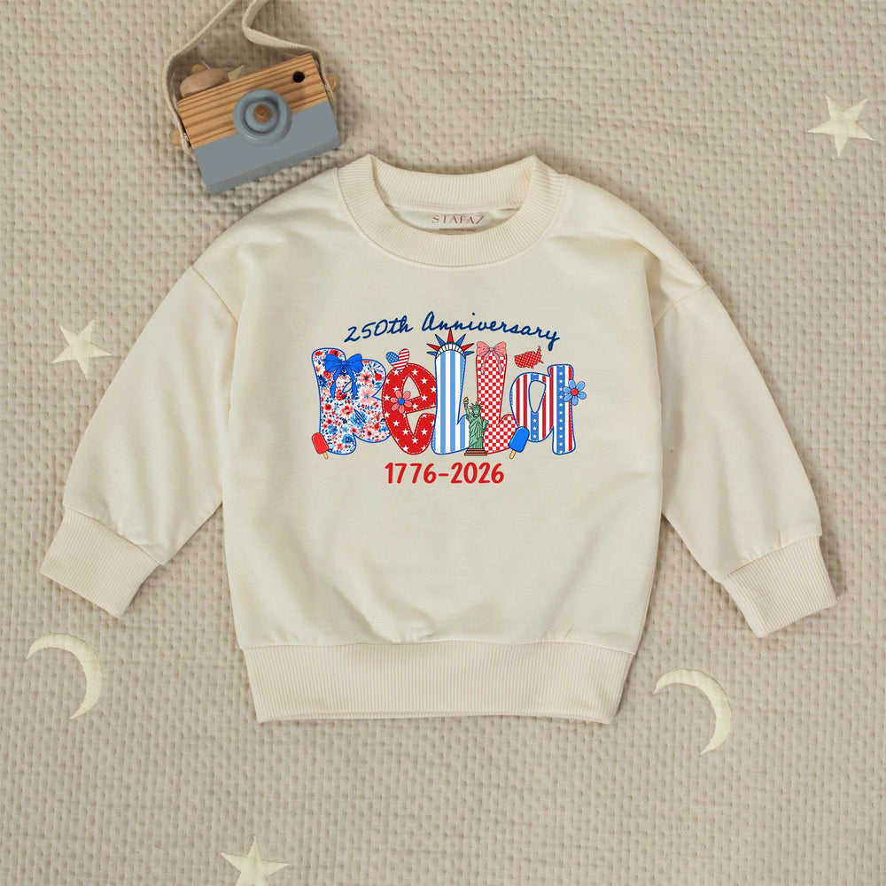 Personalized Patriotic Kids Shirt with BELIEVE Design 250th Anniversary Fourth of July Toddler Tee USA Baby Romper America 1776 2026