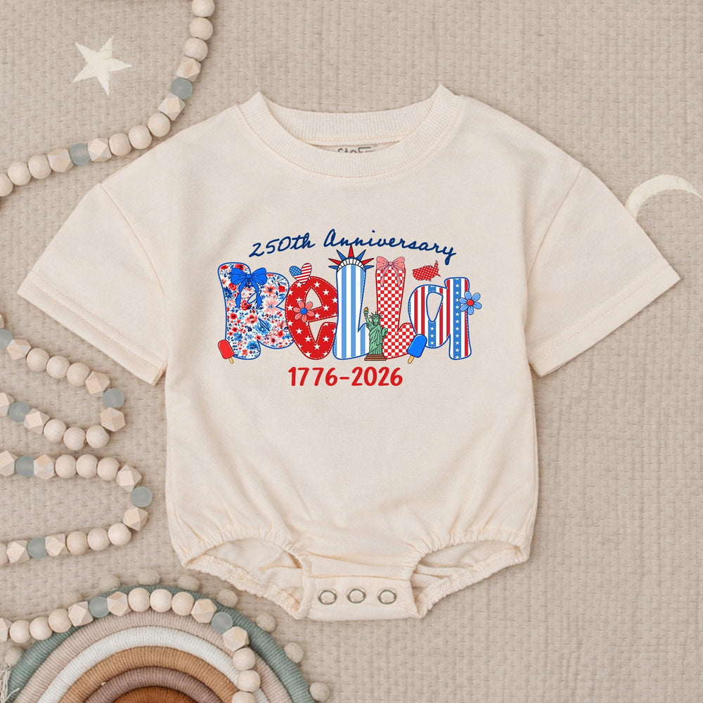 Personalized Patriotic Kids Shirt with BELIEVE Design 250th Anniversary Fourth of July Toddler Tee USA Baby Romper America 1776 2026