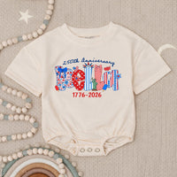 Personalized Patriotic Kids Shirt with BELIEVE Design 250th Anniversary Fourth of July Toddler Tee USA Baby Romper America 1776 2026