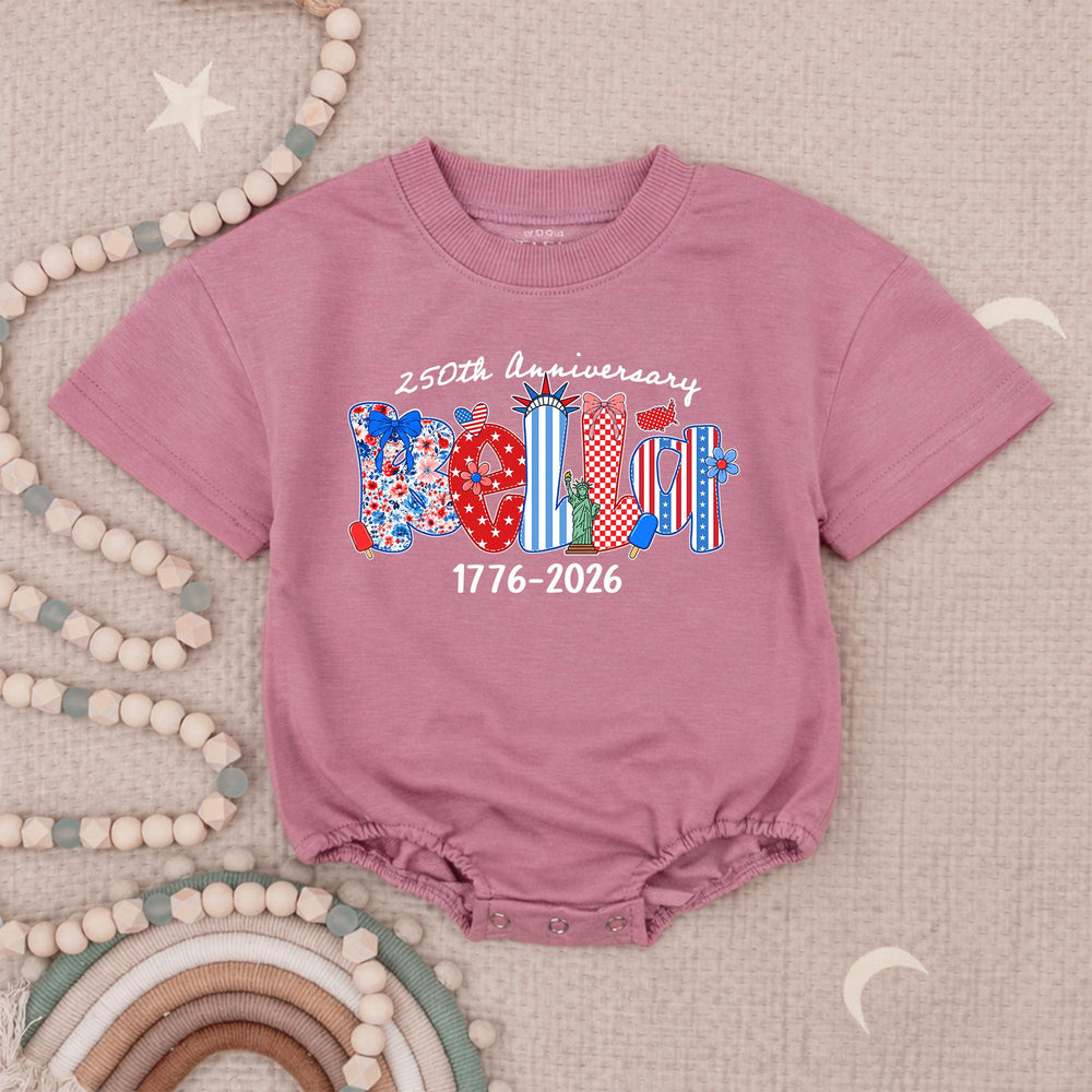 Personalized Patriotic Kids Shirt with BELIEVE Design 250th Anniversary Fourth of July Toddler Tee USA Baby Romper America 1776 2026