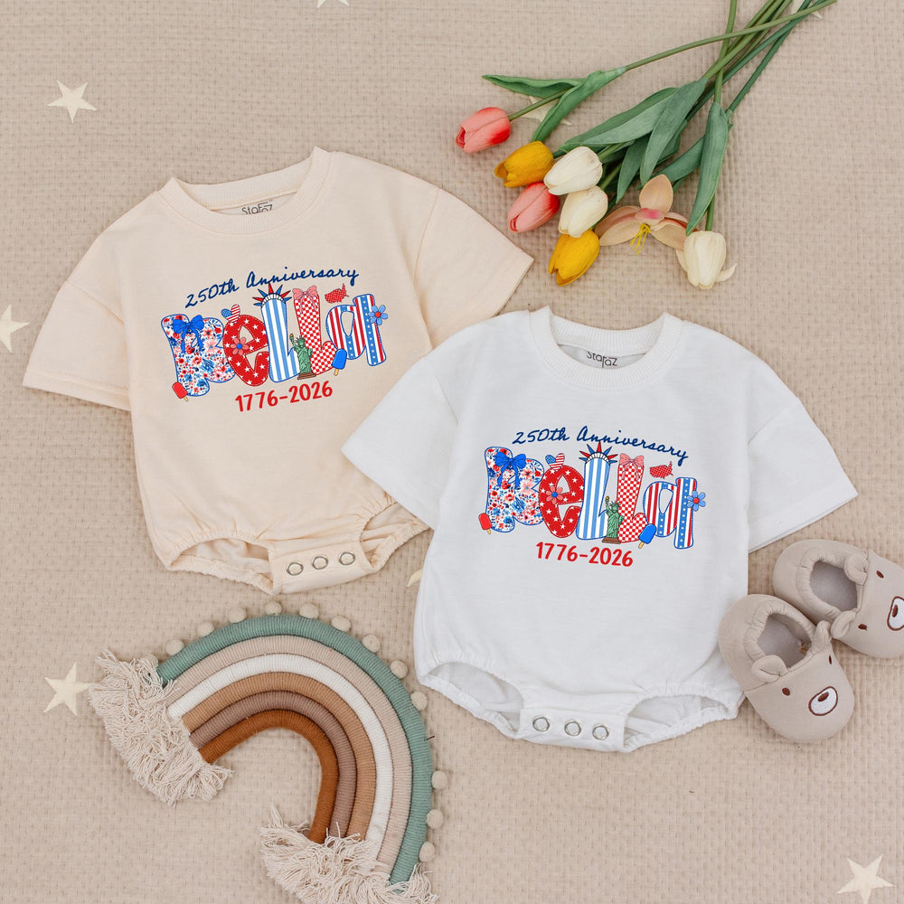 Personalized Patriotic Kids Shirt with BELIEVE Design 250th Anniversary Fourth of July Toddler Tee USA Baby Romper America 1776 2026