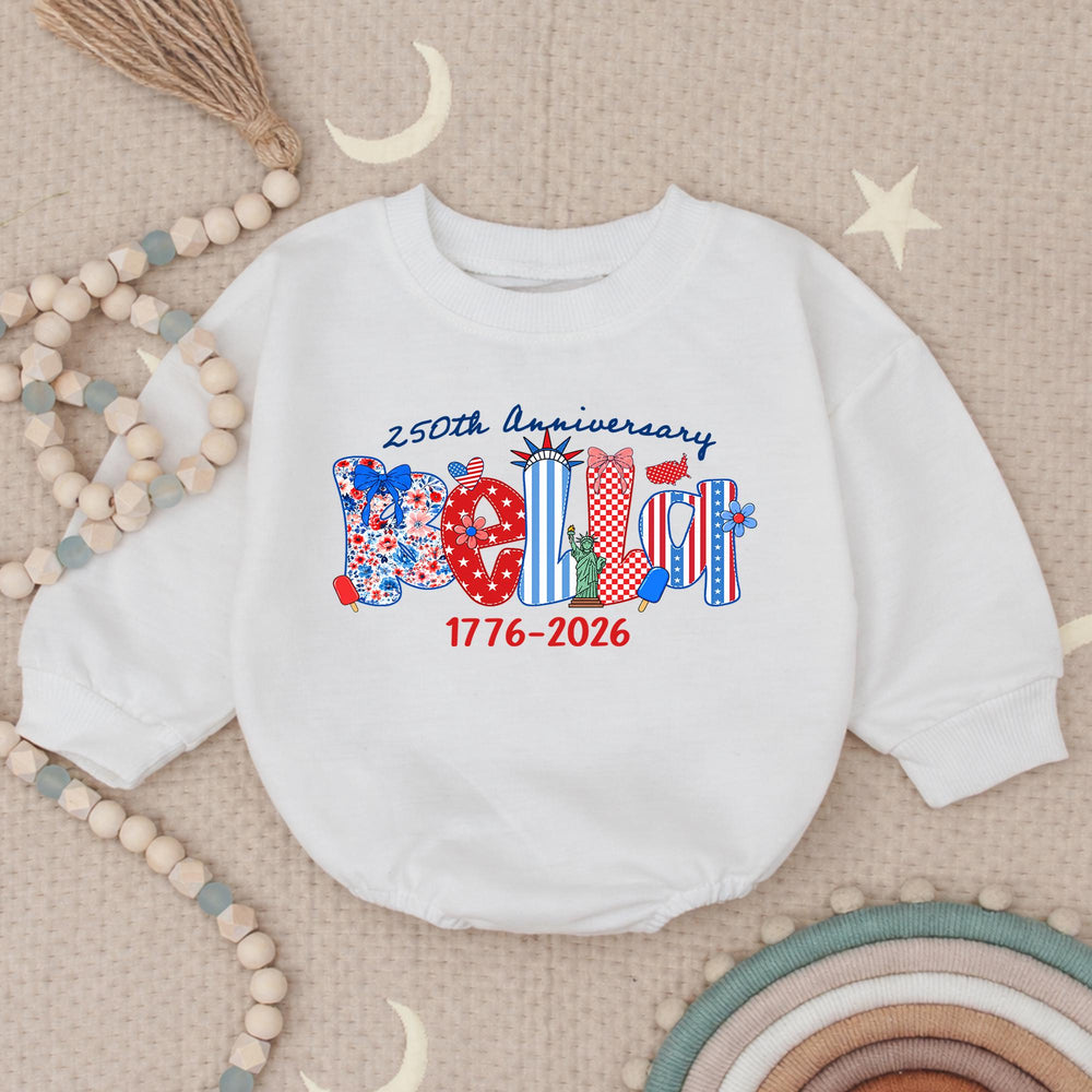 Personalized Patriotic Kids Shirt with BELIEVE Design 250th Anniversary Fourth of July Toddler Tee USA Baby Romper America 1776 2026