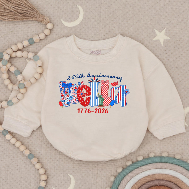 Personalized Patriotic Kids Shirt with BELIEVE Design 250th Anniversary Fourth of July Toddler Tee USA Baby Romper America 1776 2026