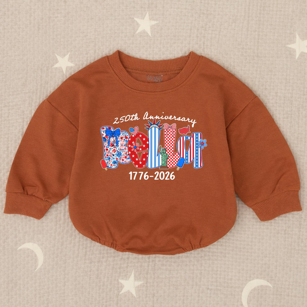 Personalized Patriotic Kids Shirt with BELIEVE Design 250th Anniversary Fourth of July Toddler Tee USA Baby Romper America 1776 2026