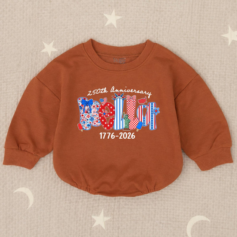 Personalized Patriotic Kids Shirt with BELIEVE Design 250th Anniversary Fourth of July Toddler Tee USA Baby Romper America 1776 2026