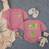 Personalized Pea Pod First Birthday Romper for Baby Girl, Custom Sweet Pea Outfit with Name, Light Green Design, Soft Cotton Gift