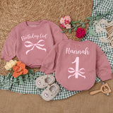 Personalized Pink Birthday Girl Romper with Bow Design Baby's 1st Birthday Outfit Soft and Comfortable Infant Apparel Gift Idea