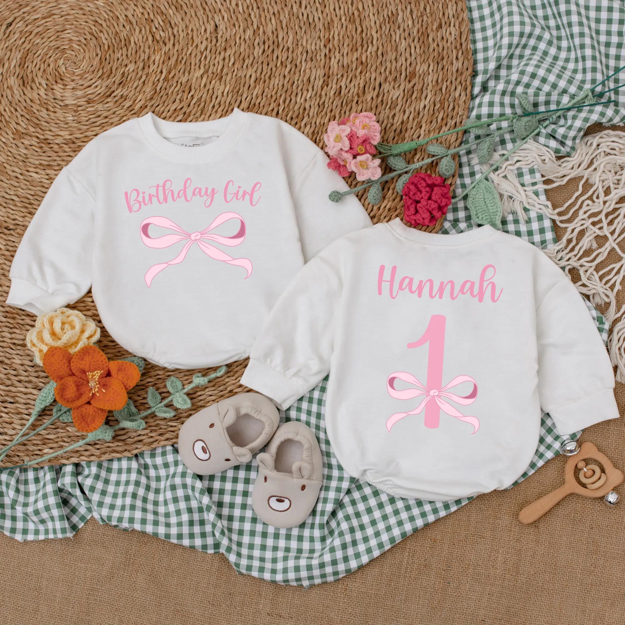 Personalized Pink Birthday Girl Romper with Bow Design Baby's 1st Birthday Outfit Soft and Comfortable Infant Apparel Gift Idea