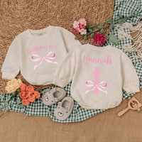 Personalized Pink Birthday Girl Romper with Bow Design Baby's 1st Birthday Outfit Soft and Comfortable Infant Apparel Gift Idea