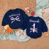 Personalized Pink Birthday Girl Romper with Bow Design Baby's 1st Birthday Outfit Soft and Comfortable Infant Apparel Gift Idea