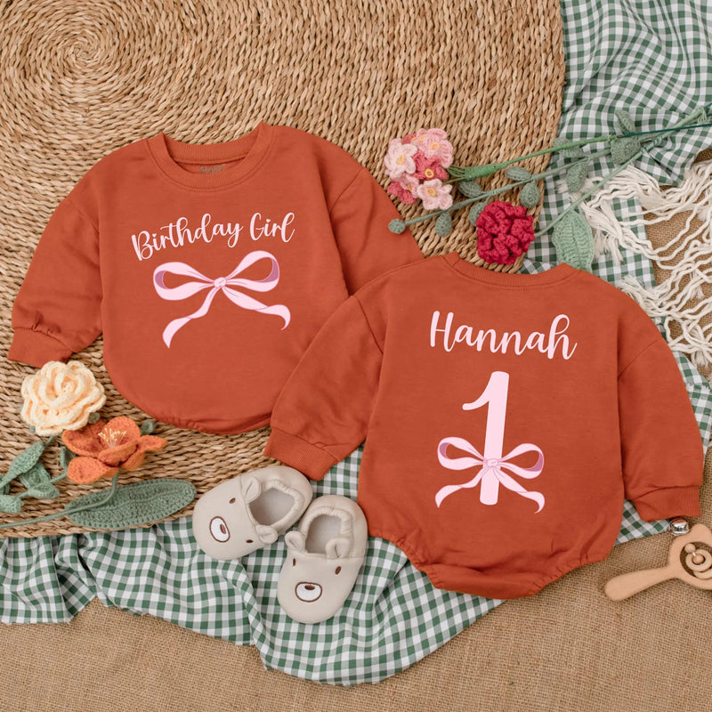 Personalized Pink Birthday Girl Romper with Bow Design Baby's 1st Birthday Outfit Soft and Comfortable Infant Apparel Gift Idea