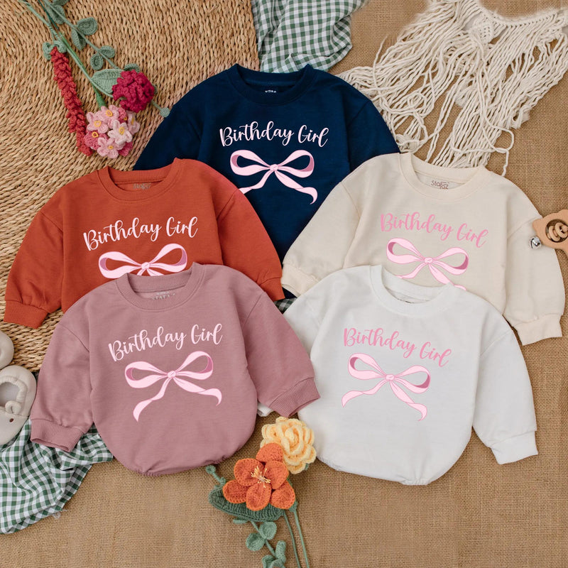 Personalized Pink Birthday Girl Romper with Bow Design Baby's 1st Birthday Outfit Soft and Comfortable Infant Apparel Gift Idea