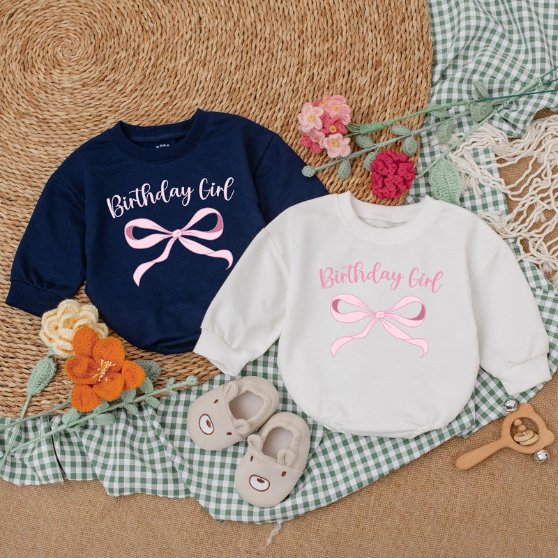 Personalized Pink Birthday Girl Romper with Bow Design Baby's 1st Birthday Outfit Soft and Comfortable Infant Apparel Gift Idea