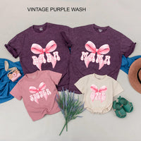 Personalized Pink Bow First Birthday Matching Shirts for Mama and Baby with Gingham Design, Cute 1st Birthday Girl Party Outfit