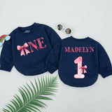 Personalized Pink Bow First Birthday Romper for Baby Girl Celebration Outfit Soft Cotton Bodysuit Custom Name One-Year Party Gift