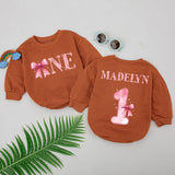 Personalized Pink Bow First Birthday Romper for Baby Girl Celebration Outfit Soft Cotton Bodysuit Custom Name One-Year Party Gift