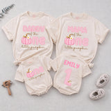 Personalized Pink Gingham Pumpkin Matching Family Shirts, Baby First Birthday Outfit, Soft Cotton Toddler Bodysuit for Fall Celebrations