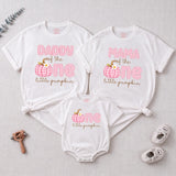 Personalized Pink Gingham Pumpkin Matching Family Shirts, Baby First Birthday Outfit, Soft Cotton Toddler Bodysuit for Fall Celebrations