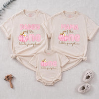 Personalized Pink Gingham Pumpkin Matching Family Shirts, Baby First Birthday Outfit, Soft Cotton Toddler Bodysuit for Fall Celebrations