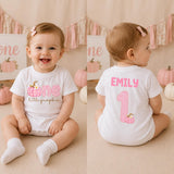 Personalized Pink Gingham Pumpkin Matching Family Shirts, Baby First Birthday Outfit, Soft Cotton Toddler Bodysuit for Fall Celebrations