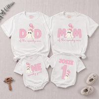 Personalized Pink Gingham 'Spooky One' Halloween Romper & Matching Family Shirts for Baby, Toddler, Kids, Mom & Dad - Soft Cotton Outfit