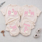Personalized Pink Gingham 'Spooky One' Halloween Romper & Matching Family Shirts for Baby, Toddler, Kids, Mom & Dad - Soft Cotton Outfit