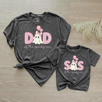Personalized Pink Gingham 'Spooky One' Halloween Romper & Matching Family Shirts for Baby, Toddler, Kids, Mom & Dad - Soft Cotton Outfit